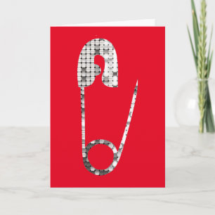 Cartão pinos de segurança prateados