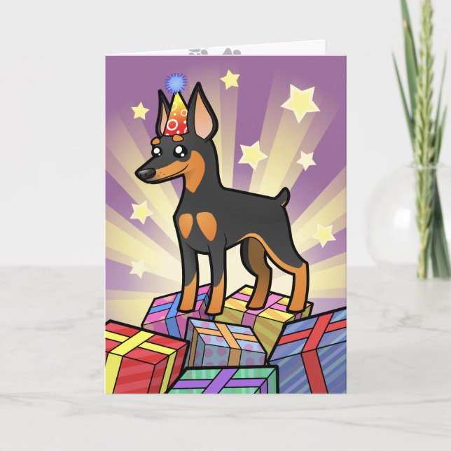 Cartão Pinscher diminuto do aniversário/Manchester (Frente)