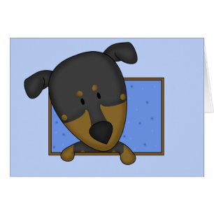 Cartão Pinscher quadro do Doberman dos desenhos animados