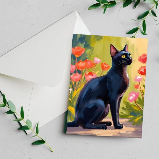 Cartão Pintado com Aquarela de Flores de Gatinho d (Criador carregado)