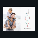 Cartão pintado da foto do feriado da alegria<br><div class="desc">O cartão da foto do feriado com mão rotulou a mensagem do cumprimento.</div>