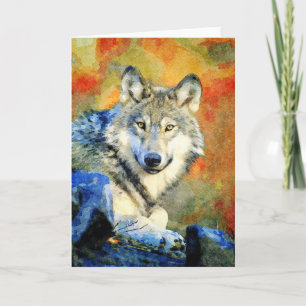 Cartão Pintagem de Lobos Maravilhosos com Aquarela