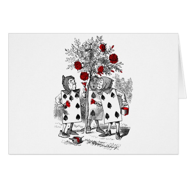 Cartão Pintando os rosas vermelhos (Frente Horizontal)