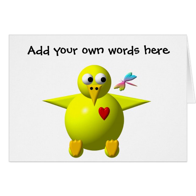 Cartão Pintinho bonito com Dragonfly (Frente Horizontal)