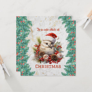 Cartão Pintinho de Natal bonito
