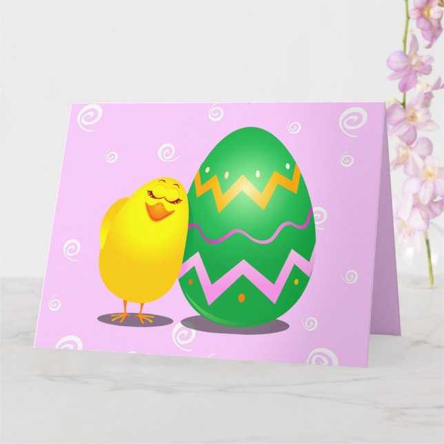 Cartão pintinho engraçado páscoa (Orquídea)