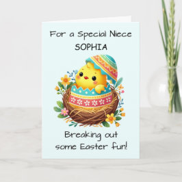 Cartão Pintinho Niece Saindo do Shell no Nest