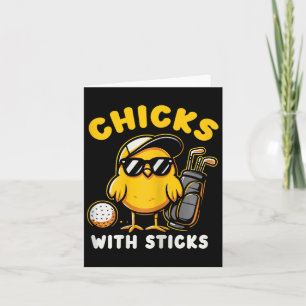 Cartão Pintinhos Com Sticks Golfer Girl Gol