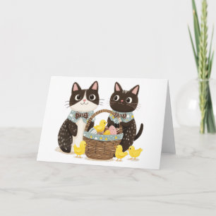Cartão Pintinhos para bebês Páscoas de Gatos de páscoa