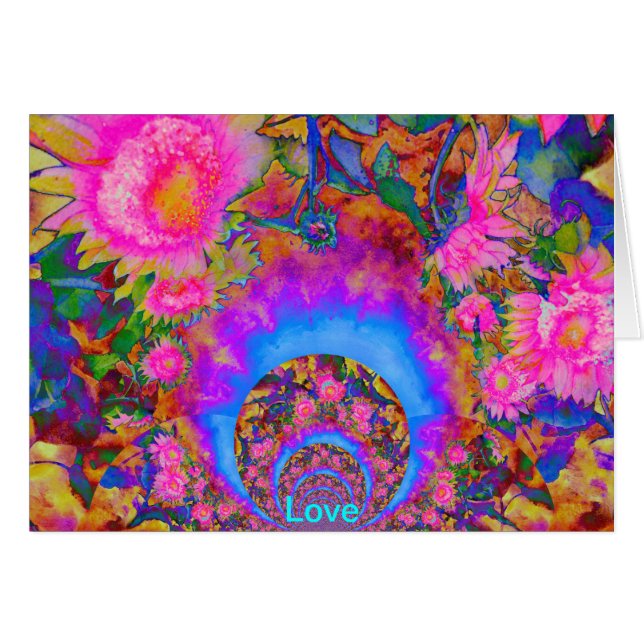 Cartão Pintor de aquarelas abstrato cor-de-rosa (Frente Horizontal)