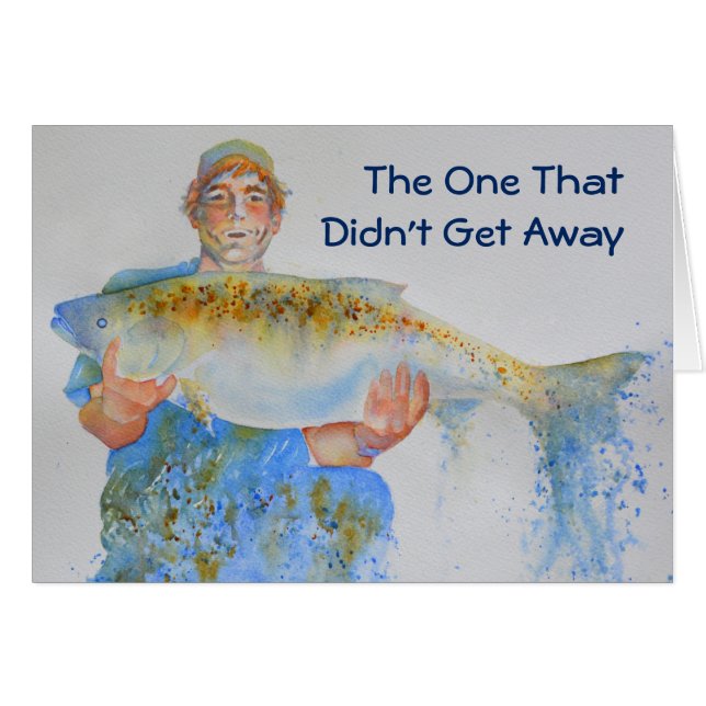 Cartão Pintor de aquarelas do pescador presente de pesca  (Frente Horizontal)
