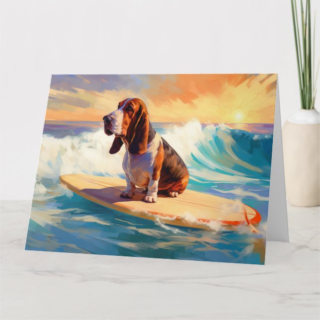 Cartão Pintor de Navegação em Praia de Basset Hound (Frente)