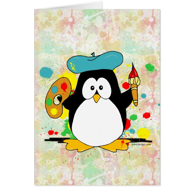 Cartão Pintor de Pinguins (Frente)