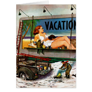 Cartão Pintores de outdoor em inverno por Stevan Dohanos