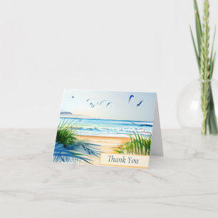 Cartão Pintura à água da praia personalizável