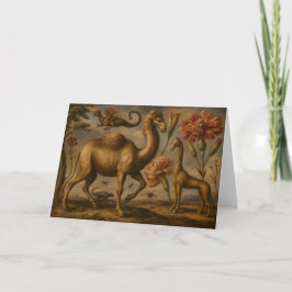 Cartão Pintura a óleo botânica animal fantasia vintage