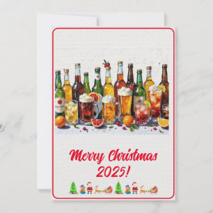 Cartão Pintura a Óleo de Bebidas de Festa de Natal Digita