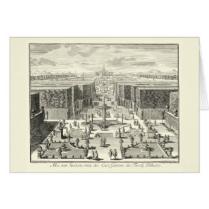 Cartão Pintura a óleo de fontes no jardim de Versalhes