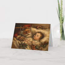 Pintura a óleo vintage de Natal ao deitar com o Pa