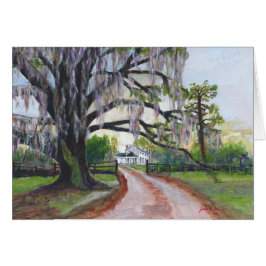 Cartão Pintura acrílica da plantação Mossy do carvalho