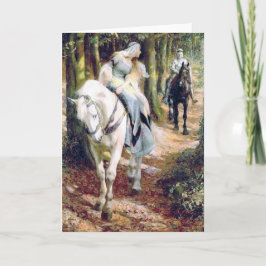 Cartão Pintura antiga da senhora medieval do cavaleiro