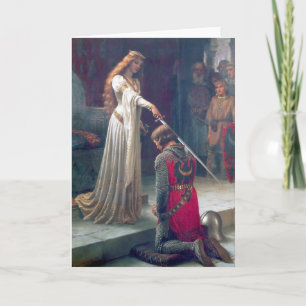 Cartão Pintura antiquada de cavaleiro da rainha