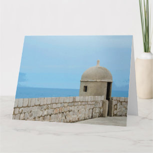 Cartão Pintura aquosa da parede da cidade de Dubrovnik