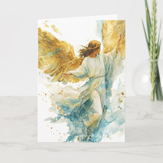Cartão Pintura Artística Celestial Anjo da Guarda (Frente)