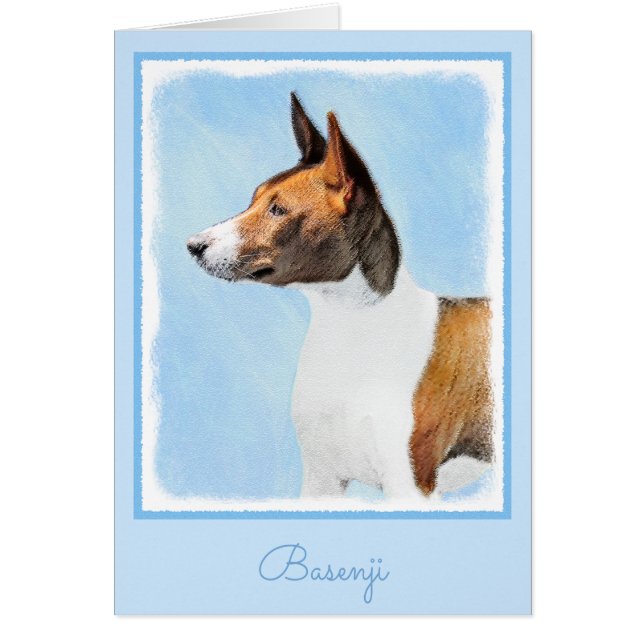 Cartão Pintura Basenji - Arte Original Custa (Frente)