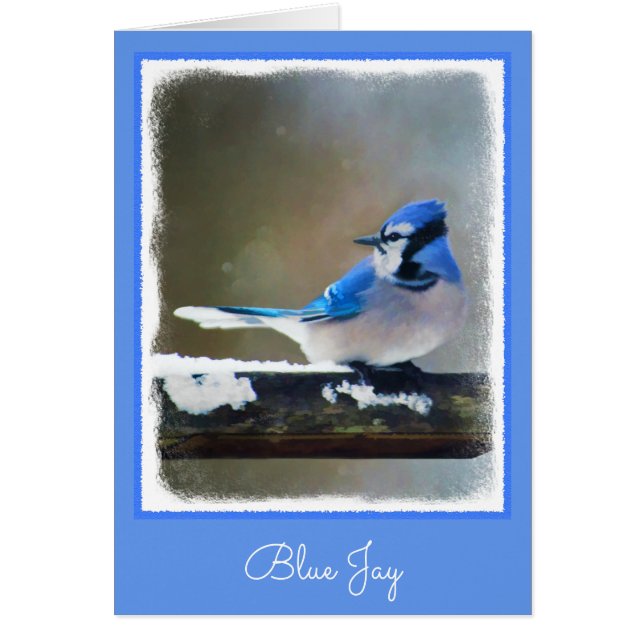 Cartão Pintura Blue Jay - Arte Original para Pássaros (Frente)