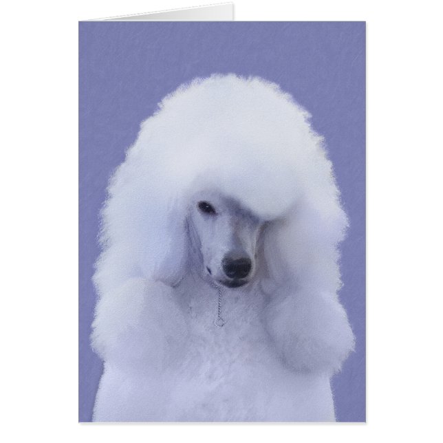 Cartão Pintura Branca de Poodle Padrão - Arte Cão Origina (Frente)