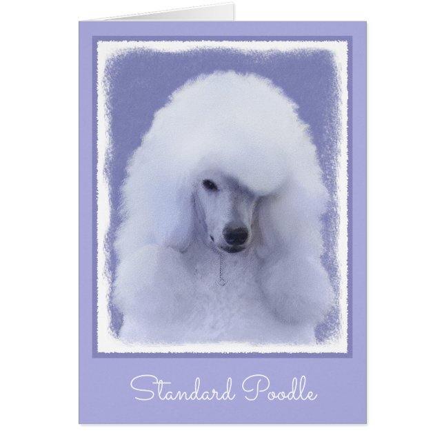 Cartão Pintura Branca de Poodle Padrão - Arte Cão Origina (Frente)