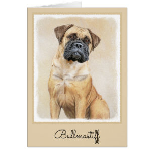 Cartão Pintura Bullmastiff - Arte Cachorro Original Bonit