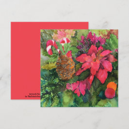 Cartão Pintura com Aquarela Original de Poinsettia de Nat