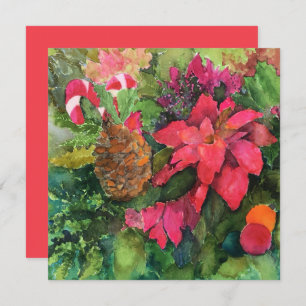 Cartão Pintura com Aquarela Original de Poinsettia de Nat