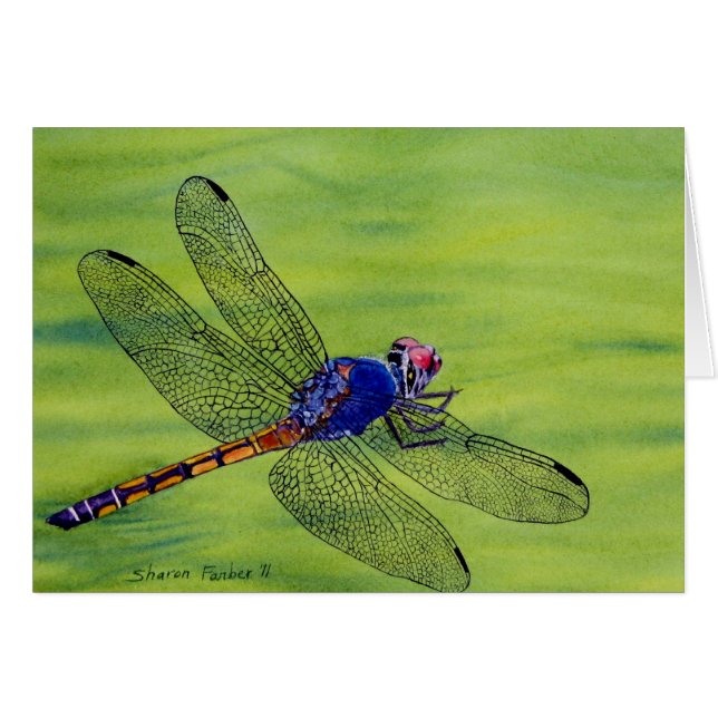 Cartão Pintura da aguarela da libélula (Frente Horizontal)