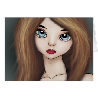 Cartão Pintura da boneca da menina do Anime de Kawaii