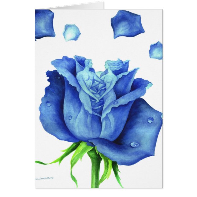 Cartão Pintura da flor do rosa do azul - multi (Frente)
