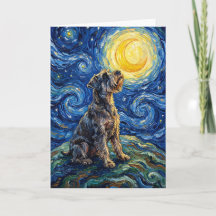 Pintura da Noite Estrelada com Schnauzer