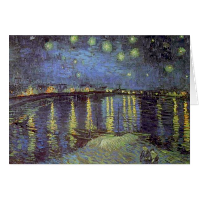 Cartão Pintura da Noite Estrelada de Van Gogh (Frente Horizontal)