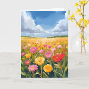 Cartão Pintura da Paisagem do Campo de Flores
