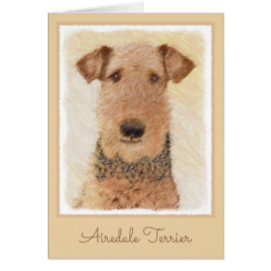 Cartão Pintura de Airedale Terrier - Arte original bonita