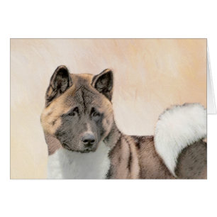 Cartão Pintura de Akita - Arte Cão Original