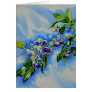 Cartão Pintura de aquarela de mirtilo