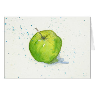 Cartão Pintura de Aquarela Verde deliciosa com ouro