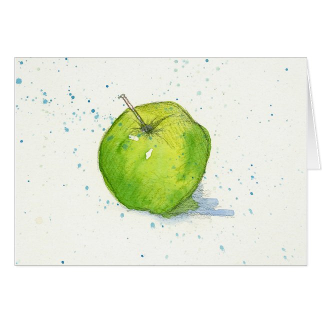 Cartão Pintura de Aquarela Verde deliciosa com ouro (Frente horizontal)