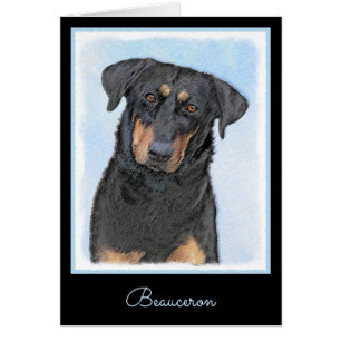 Cartão Pintura de Beauceron - Arte de Cachorro Original B