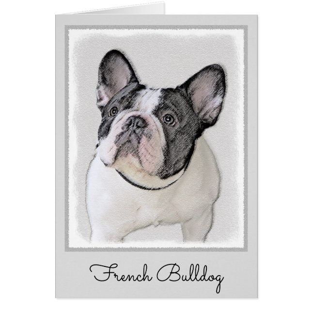 Cartão Pintura de Bulldog Francês (Brindle Pied) - Arte C (Frente)
