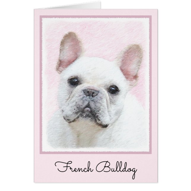 Cartão Pintura de Bulldog Francês (Creme/Branco) - Arte C (Frente)
