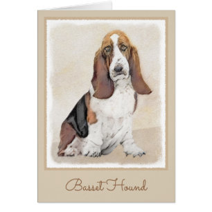 Cartão Pintura de Cachorro Basset - Arte de Cachorro Orig